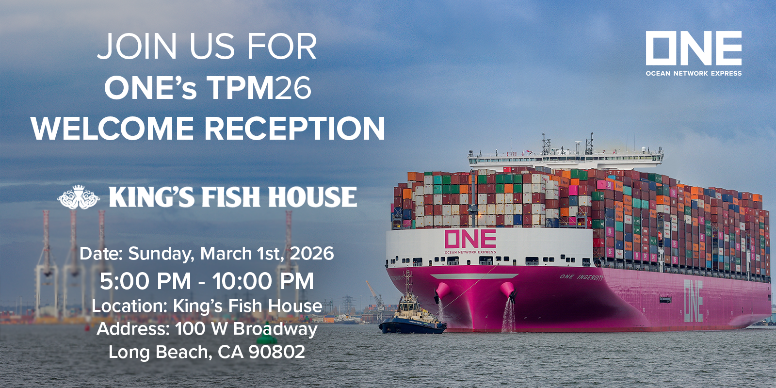 ONE vessel and TPM26 invitation details